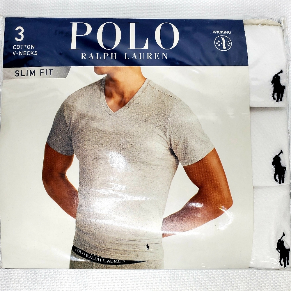 Polo Ralph Lauren 3 Men's Medium Cotton V-Necks Sl